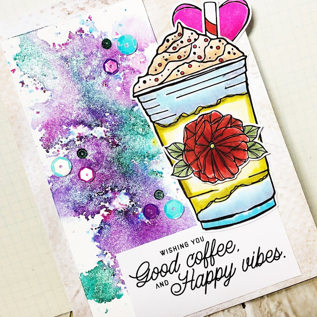 ScrappyScrappy - Flowers & Coffee with Unity Stamp #scrappyscrappy #unitystampco #quicktipvideo #youtube #card #cardmaking #stamp #stamping  #colorburst #watercolor #floral #sequins #gracielliedesign #copicmarkers #thermoweb #purpletape #nuvoshimmerpowder #tonicstudios #galaxysky #coffeelovingpapercrafters 