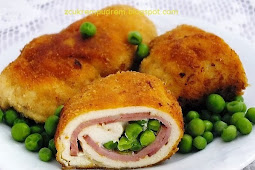 chicken rolls with sausage and peas