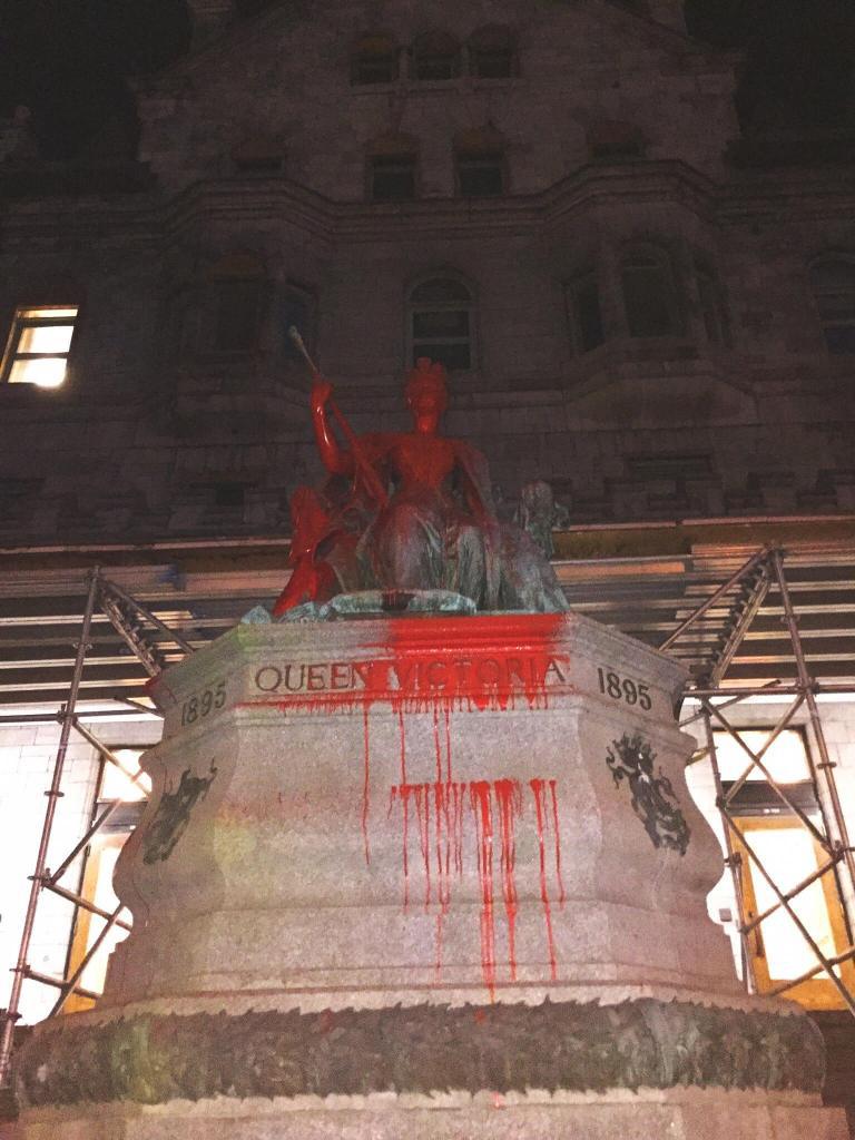 Queen Victoria and Empress of India's statue in Montreal,Canada vandalized