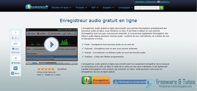 Apowersoft Free Online Audio Recorder : un magnétophone en ligne pour enregistrer l'audio de différentes sources