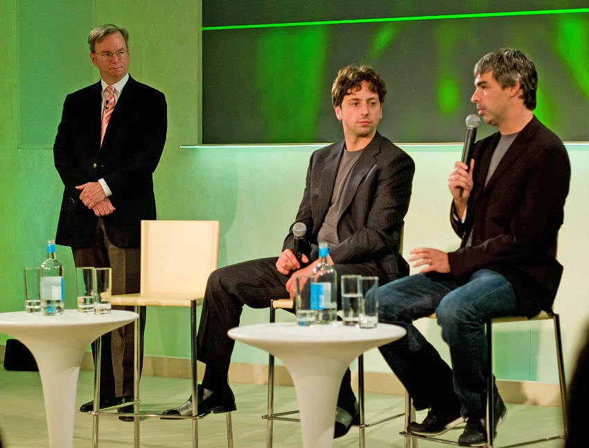 Eric Schmidt, Sergey Brin, and Larry Page Co-Founders of Google