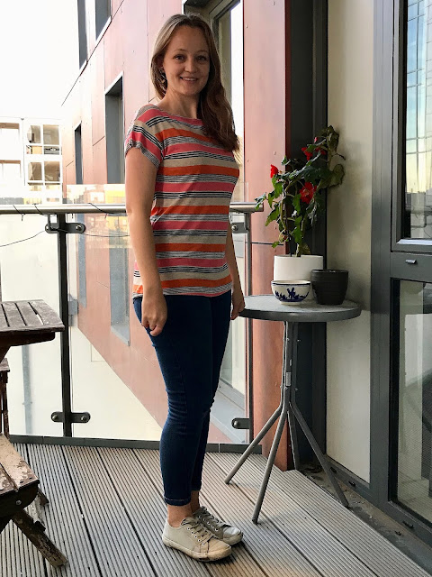 Diary of a Chain Stitcher: MIY Collection Beginner's Guide to Dressmaking T-Shirt in Striped Cotton Rayon Jersey from Girl Charlee