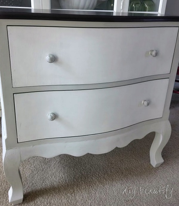gray and white dresser makeover DIY beautify