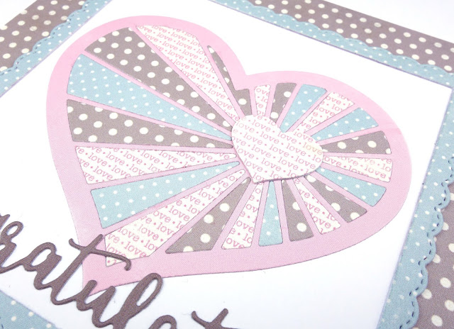 Heart wedding card using inlaid die cutting technique (die is Heartstrings by Concord and 9th)