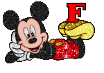 Alfabeto tintineante de Mickey Mouse recostado F. 