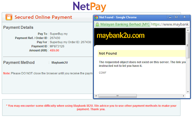 Can't make payment on Superbuy via Maybank2u