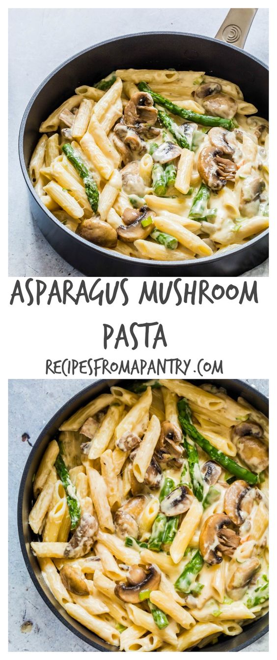 Mushroom Asparagus Pasta healthy dinner recipe