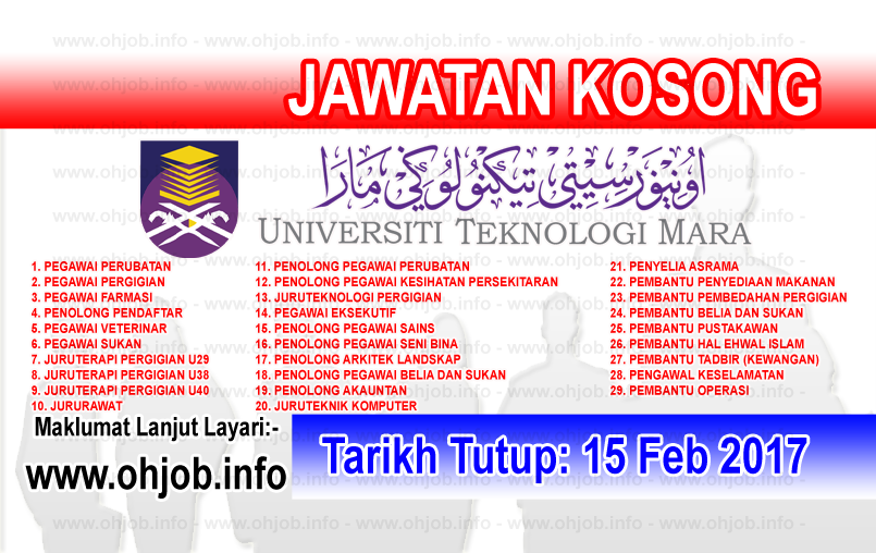 Jawatan Kerja Kosong Universiti Teknologi MARA (UiTM) logo www.ohjob.info februari 2017