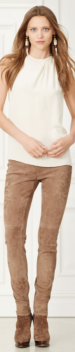 RALPH LAUREN ELEANORA STRETCH-SUEDE PANT