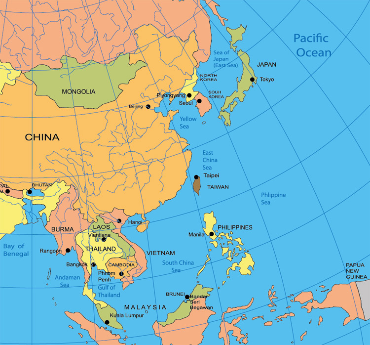 Какие острова расположены в восточной азии. Политическая карта Азиатско-Тихоокеанского региона. Азиатско-Тихоокеанский регион на карте. Страны Азиатско-Тихоокеанского региона на карте. Карта Тихоокеанского региона.