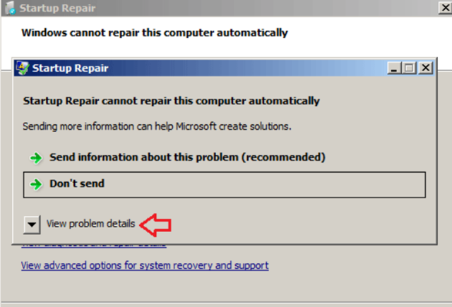 كيفية إصلاح مشكلة الويندوز Startup Repair Cannot Repair This Computer Automatically