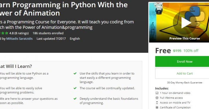 [100% Off] Learn Programming in Python With the Power of Animation ...