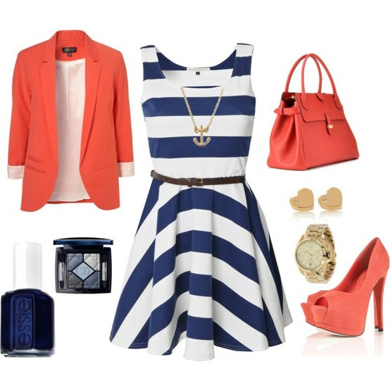 Even Sweeter Dreams: Summer outfit: marine/navy and coral