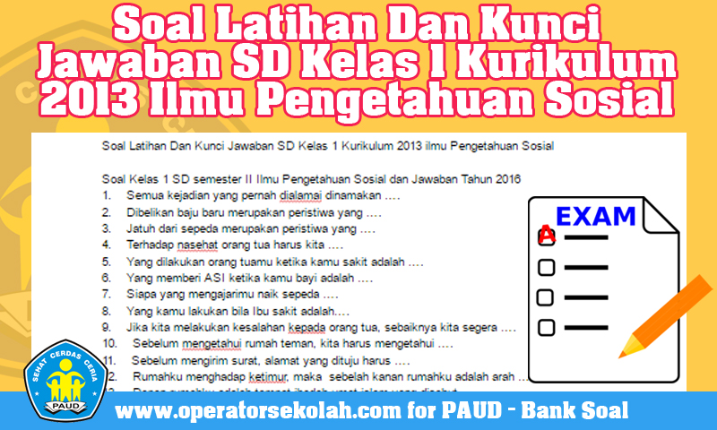 Soal Latihan Dan Kunci Jawaban SD Kelas 1 Kurikulum 2013