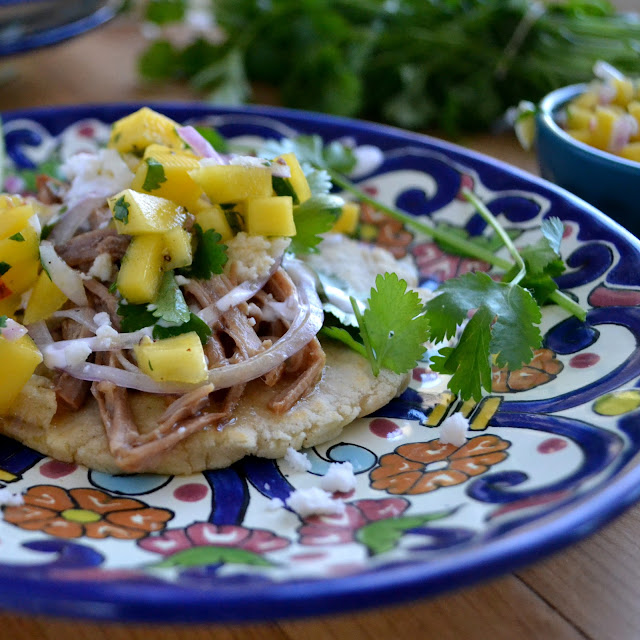 slow cooked sangria carnitas with sopes