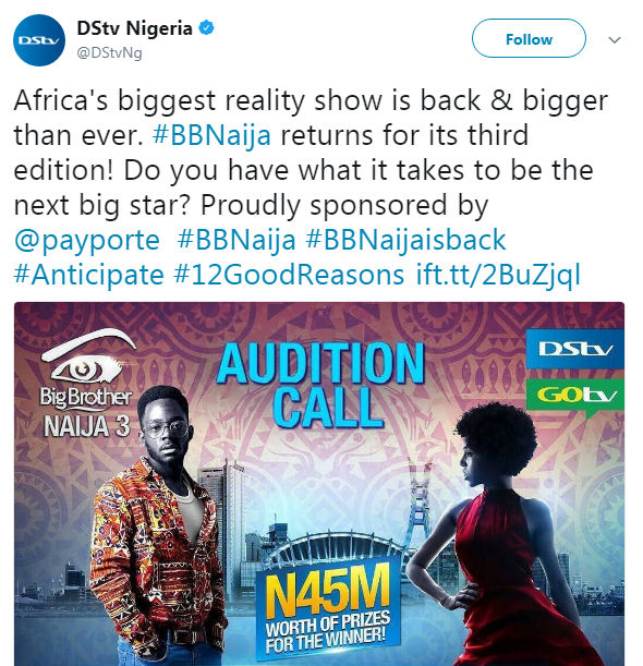 Audition begins for the 3rd edition of Big Brother Naija, the N45m Awards included