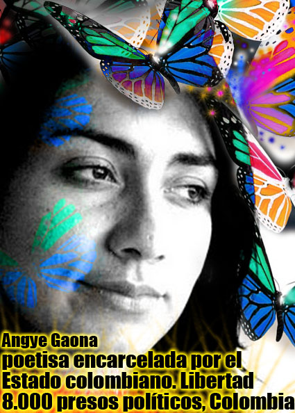 Poetisa Angye Gaona Apresada por el régimen colombiano. Difunda esta imagen en solidaridad