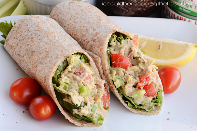 Avocado and Tuna Salad Wrap | Easy meal with less fat than traditional tuna salad...the avocado is a delicious addition!