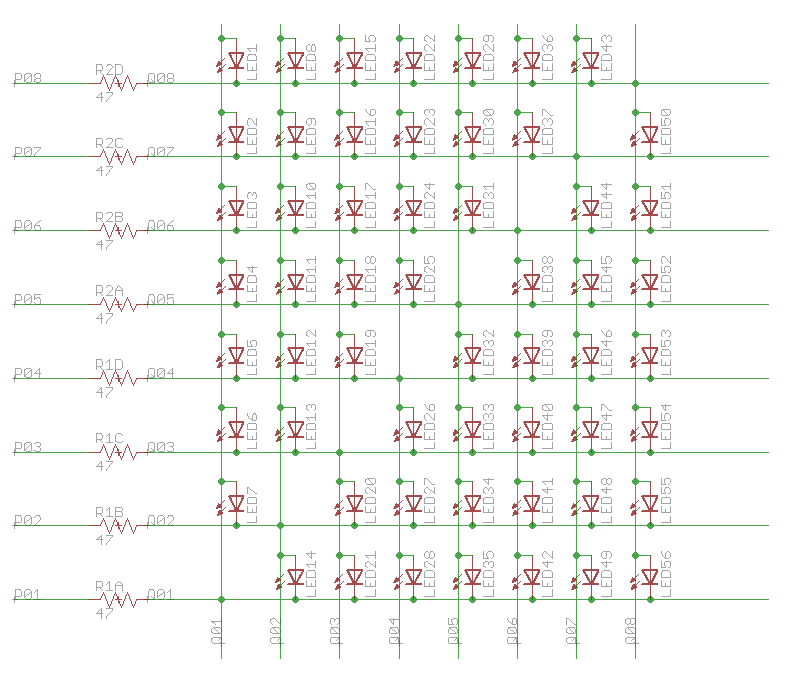 charlieplexing led shcematic from https://2.bp.blogspot.com/-H0A3pQgq8k8/T6gRIxJbGeI/AAAAAAAAAI4/6XpWJLAinhA/s1600/Charlieplex3.png