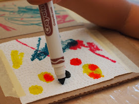 make discoveries about materials:  marker spreads when drawn on paper towel