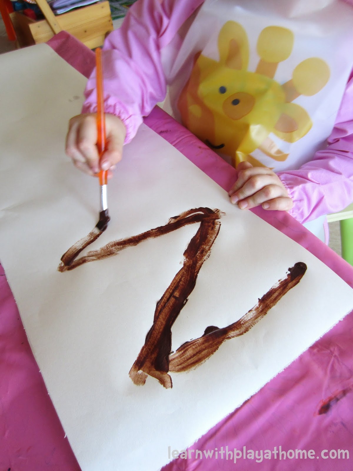 Learn with Play at Home Simple "Chocolate" Paint. Fun Sensory Literacy Learning 3 ways.