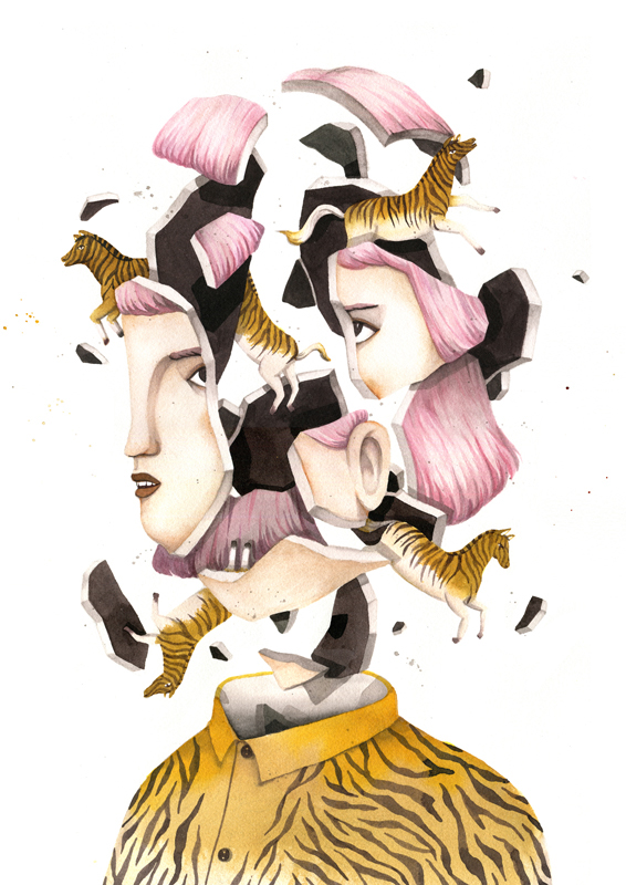 ©Andrea Wan - Exploding Heads. Ilustración | Illustration