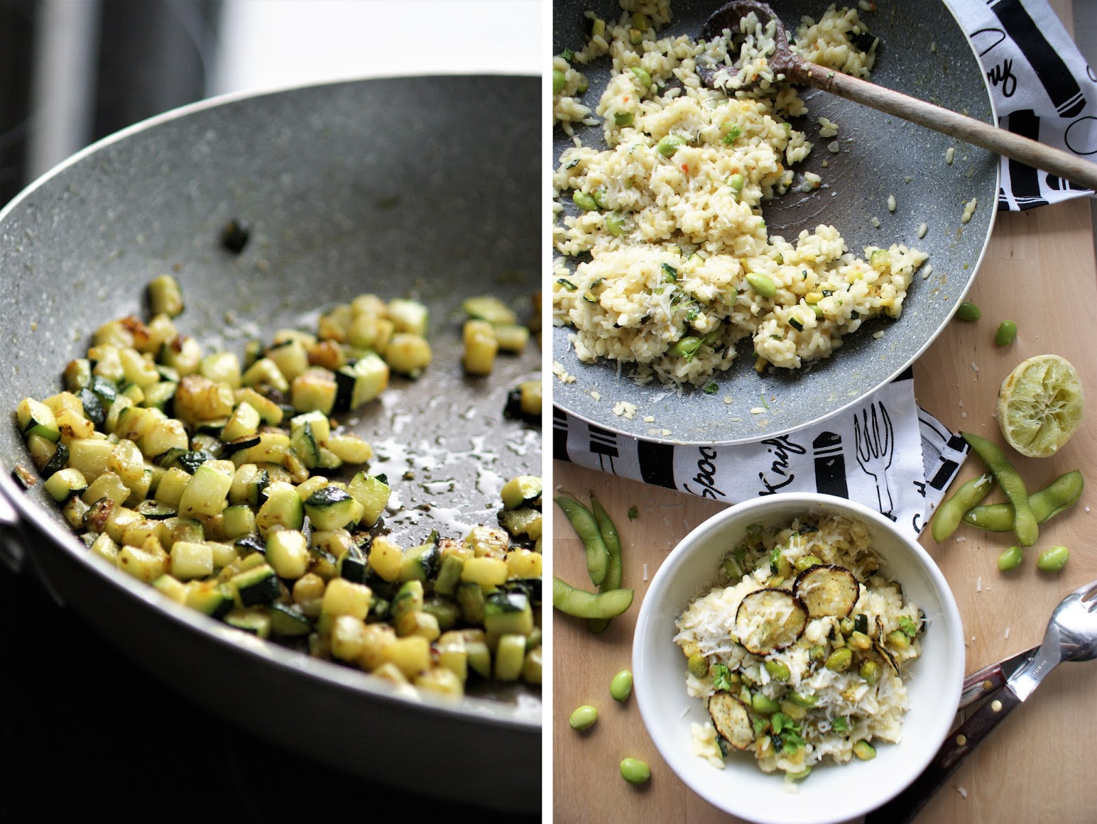 Grünes Risotto mit Zucchini und Edamame - Papilio Maackii