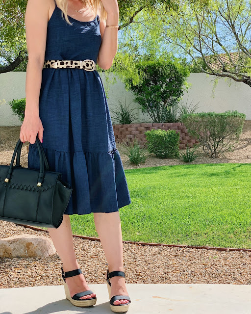 Restyling your wardrobe- ruffled dress with leopard belt Restyling your wardrobe- ruffled dress with leopard belt