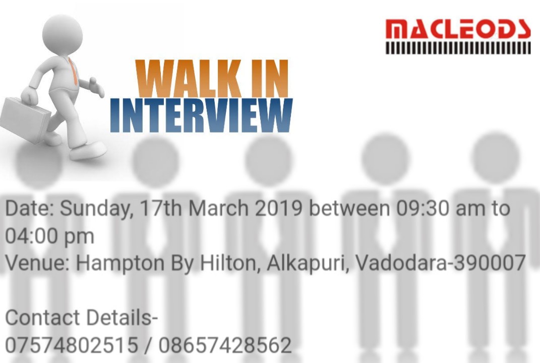 MacLeods Walkin interview at Baroda for Production, QC & Research