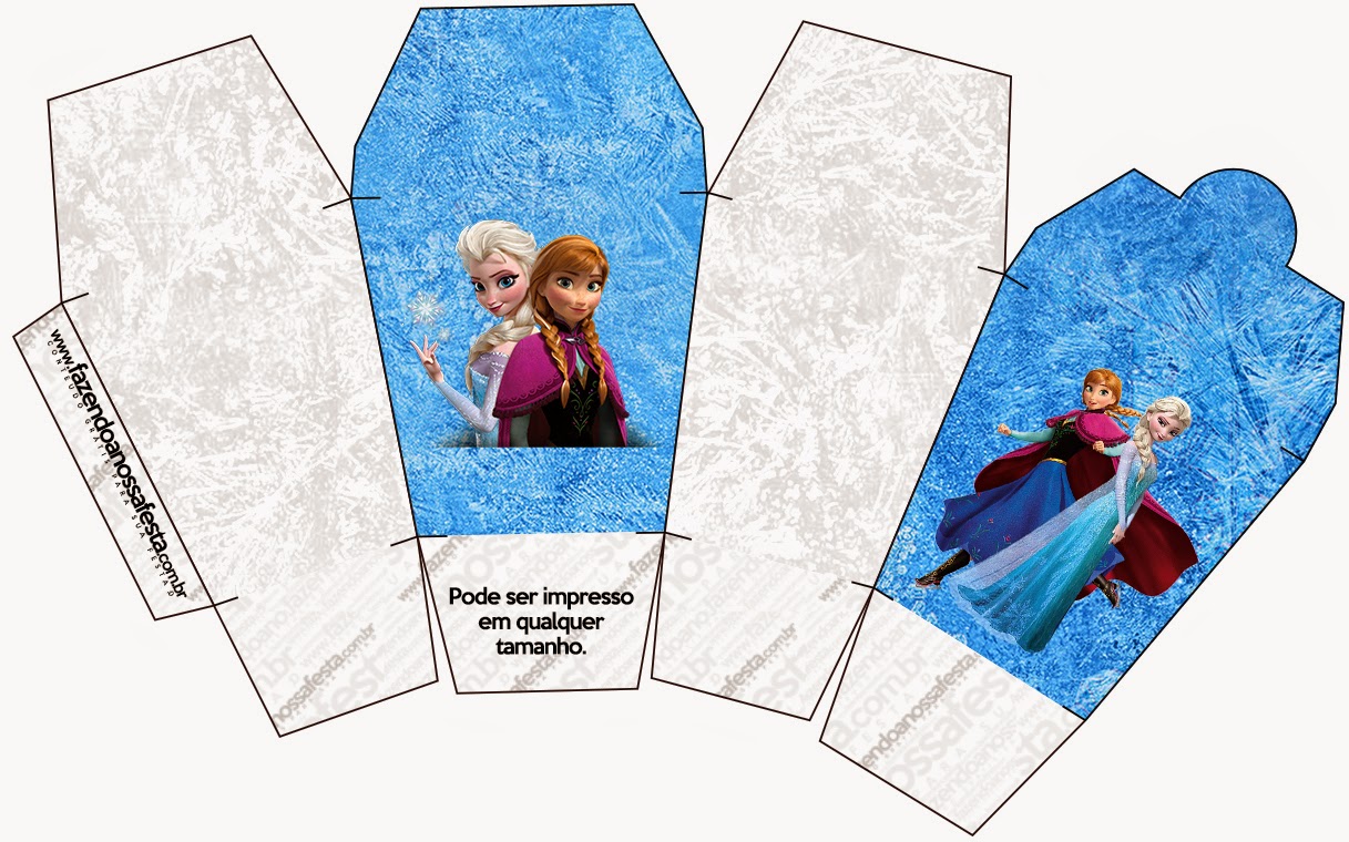 Frozen Nevando: Cajas para Imprimir Gratis Caja tipo "de comida china".