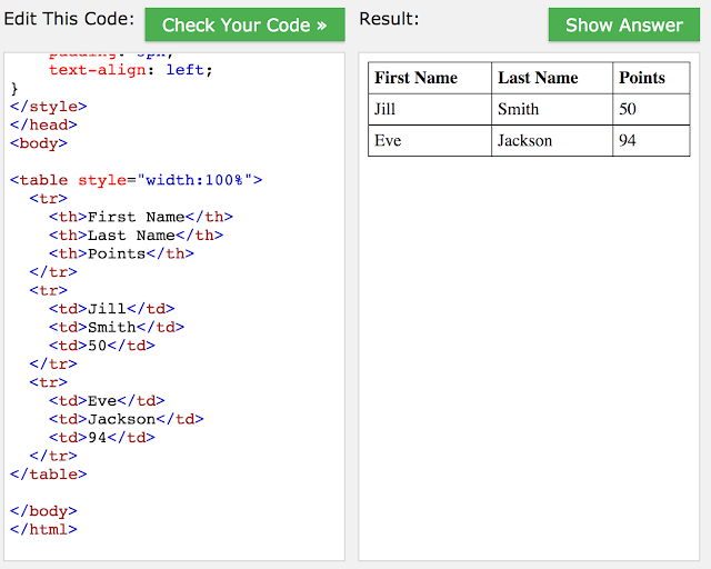 komorebi [HTML5 Tables] Exercise 1 6