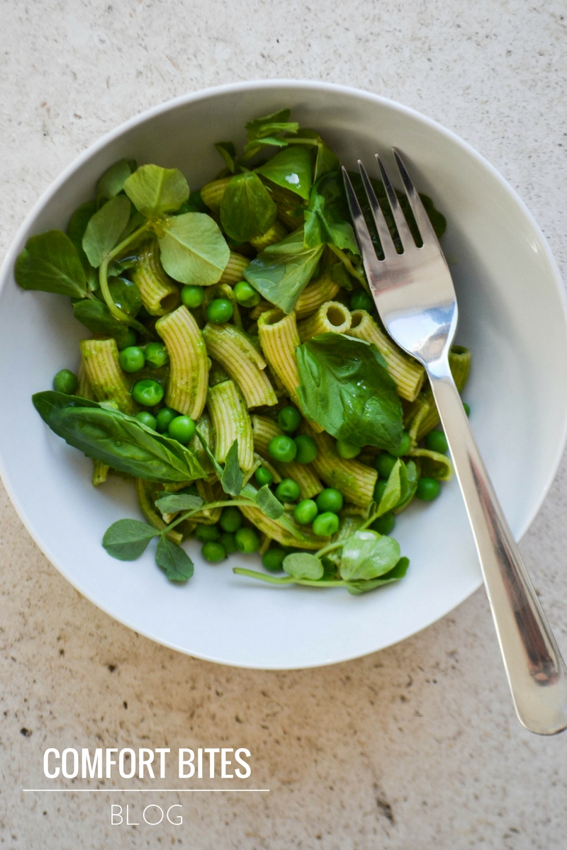 COMFORT BITES BLOG Paleo Sesame Seed Pasta with Lemon Pea Pesto