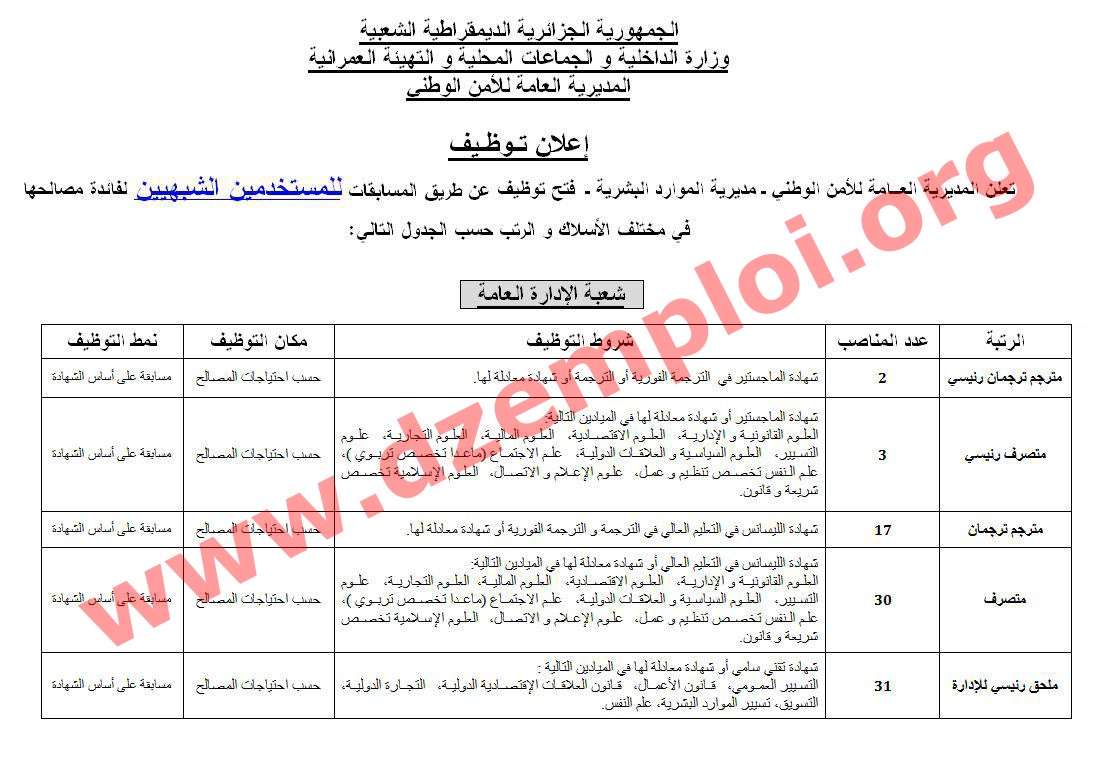إعلان توظيف مستخدمين شبيهين 468 منصب في صفوف الشرطة الجزائرية جويلية 2017 مدونة التوظيف في الجزائر Dzemploi