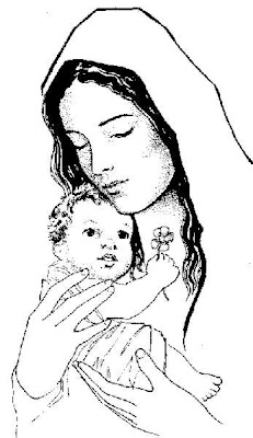 Virgen y el niño Jesús colorear