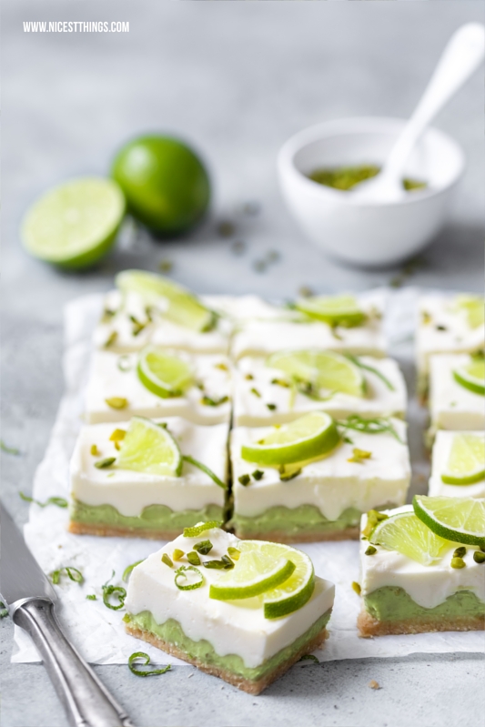 Avocado Limette Cheesecake Bars, No Bake Frischkäse Schnitten - Nicest ...