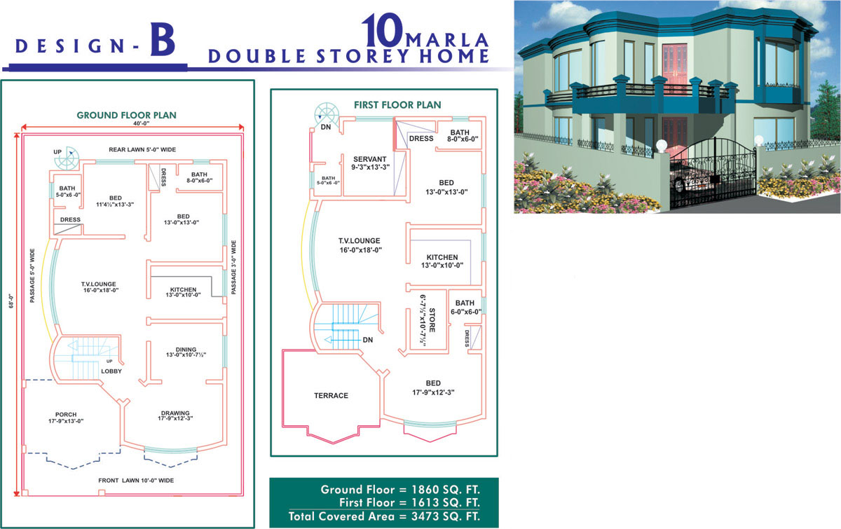 10 Marla House Map Design Plan Layout Autocad 2d maps