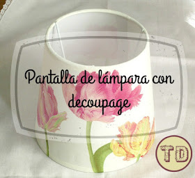 Pantalla de lámpara decorada con decoupage