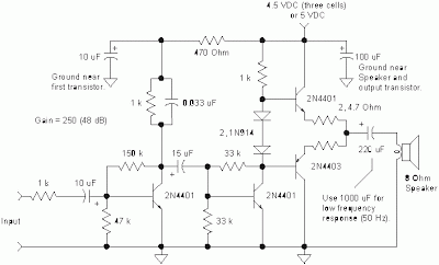Simple 4 Transistor Amplifier for Small Speakers 