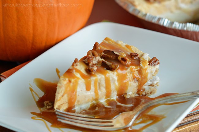 This Layered Pumpkin and Ice Cream Pie is perfect for a Thanksgiving dessert table. It stays in the freezer until it's ready to serve, so it can be made well over a week in advance. Plus...this recipe makes TWO!