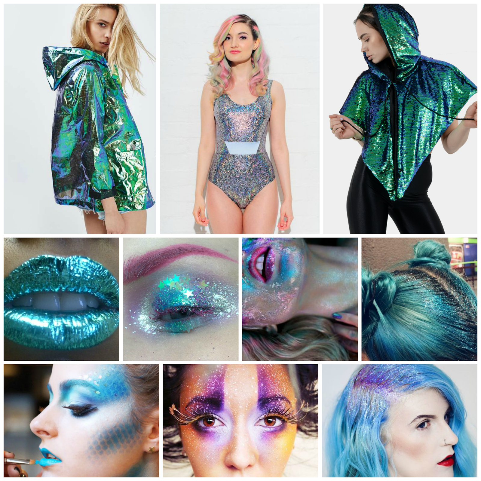 Secret Garden Party 2016, alien fancy dress, space costume, glitter make-up, holographic rain coat, Burnt Soul, Fuud, sequins, festival,