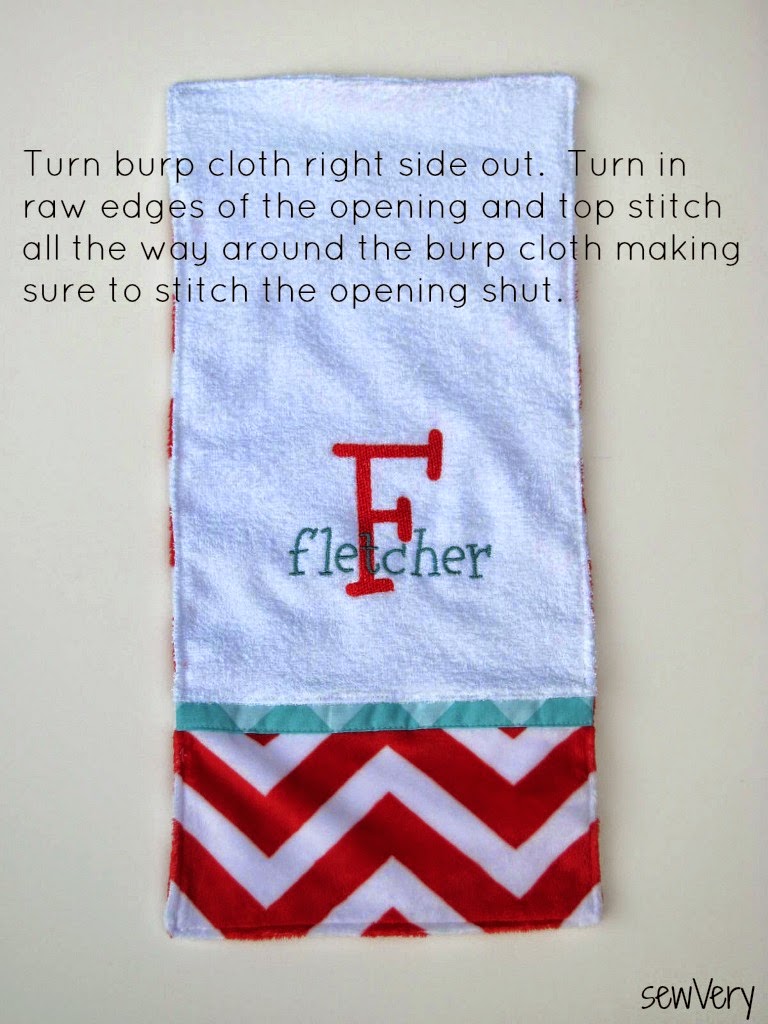 sewVery Embroidered Terry/Cuddle Burp Cloth Tutorial