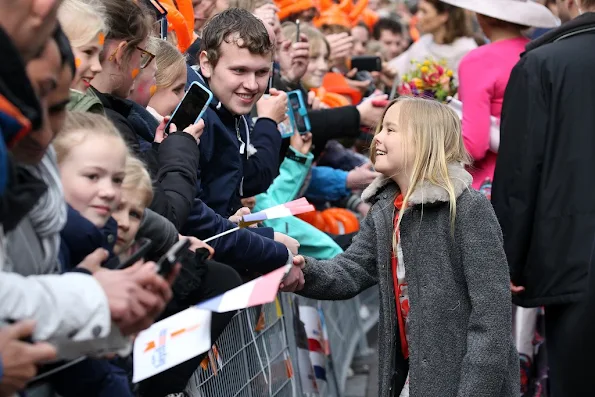 King Willem-Alexander, Queen Maxima, Princess Amalia, Princess Alexia and Princess Ariane, Princess Laurentien attend the 2016 Kings Day celebration in Zwolle. Pili Carrera Dress, Zara Lace Dress