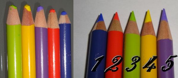 crayons avant après avec les différentes positions du T'Gall