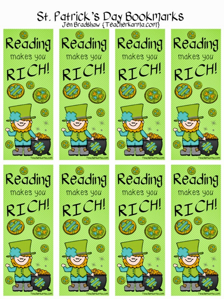 Classroom Freebies Too St Patrick s Day Bookmarks Reading Makes You RICH Classroom Freebies Too St Patrick s Day Bookmarks Reading Makes You RICH