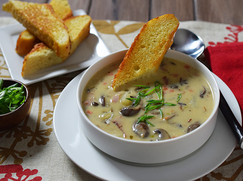 Potato, Mushroom, and Ham Soup