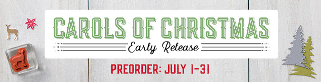 Stampin' Up! Carols of Christmas stamp set and die bundle      Demonstrators can pre-order the stamp set or the bundle. Yeah for demo perks!      Not a demo? Sign up in July and the stamp set is part of an additional Essentials Gift Pack in the starter kit worth an extra $72. For the US, the pricing is $99 for $197 worth of product ($125 you pick + the $72 Essentials Gift Pack) and a bundle of business supplies valued at $50. Talk about a great deal! Do you want to join with me now? 😀     Customers can get this set in August, and you can earn Bonus Days coupons towards the set or bundle with your purchases during the July Bonus Days events. For every $50 in product, you earn a $5 coupon towards purchases in August!