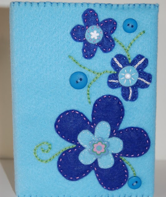Indigo Blue: Felt Stitched Notebook Cover
