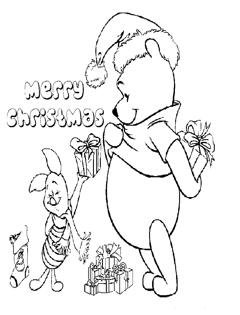 Winnie The Pooh Christmas Coloring Pages | Cartoon Coloring Pages