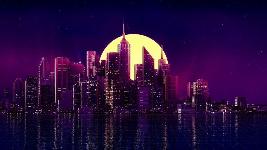 City, Buildings, Digital Art, Night, Cityscape, Skyscraper, Minimalist, 8K, #5