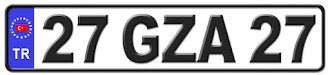 Gaziantep il isminin kısaltma harflerinden oluşan 27 GZA 27 kodlu Gaziantep plaka örneği